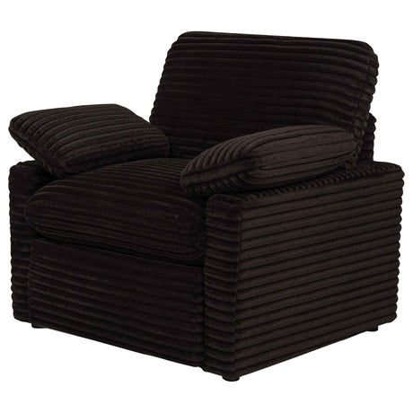 Collins Chocolate Brown Upholstered Power Recliner Chair by Coaster at Eve Furniture