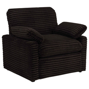 Collins Chocolate Brown Upholstered Power Recliner Chair by Coaster at Eve Furniture