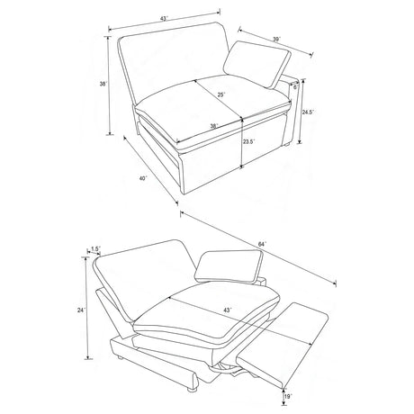 Collins Dark Gray Modular Power Reclining Loveseat by Coaster at Eve Furniture