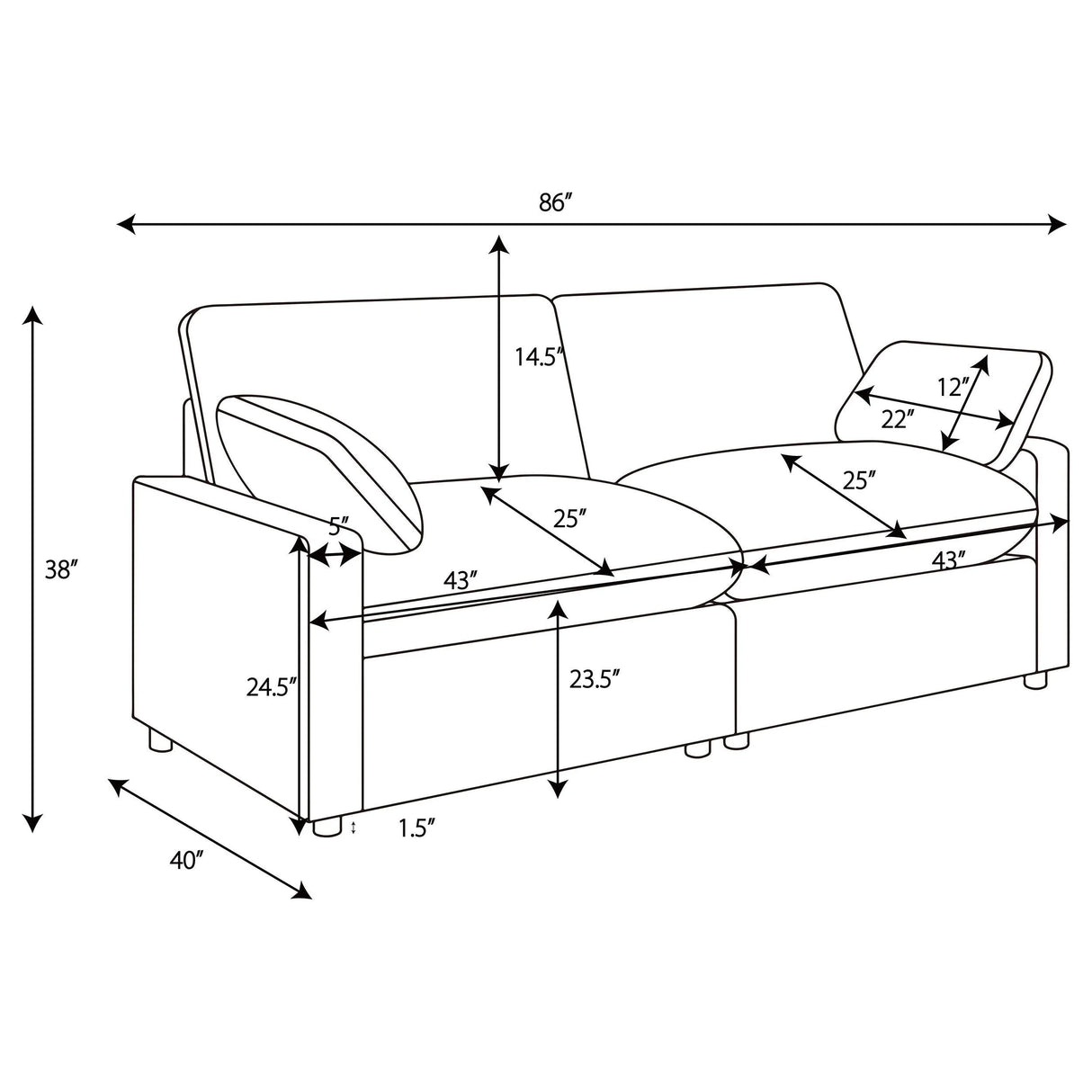 Collins Dark Gray Modular Power Reclining Loveseat by Coaster at Eve Furniture