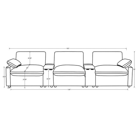 Collins Dark Grey 5-Piece Power Reclining Home Theater Seating by Coaster at Eve Furniture