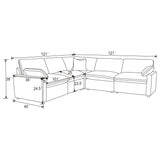 Collins Gray 5-Piece Modular Power Reclining Sectional Sofa by Coaster at Eve Furniture