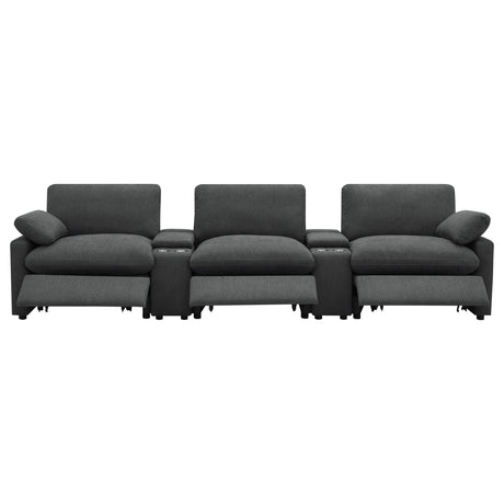 Collins Dark Gray 5-Piece Power Reclining Home Theater Seating by Coaster at Eve Furniture
