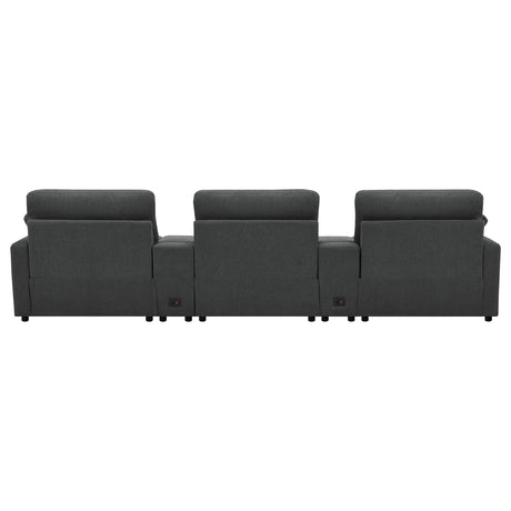 Collins Dark Gray 5-Piece Power Reclining Home Theater Seating by Coaster at Eve Furniture