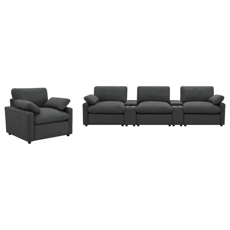 Collins Dark Gray 5-Piece Power Reclining Home Theater Seating by Coaster at Eve Furniture