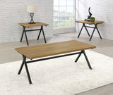 Colmar Golden Oak/Gunmetal 3-Piece Trestle Occasional Table Set by Coaster at Eve Furniture