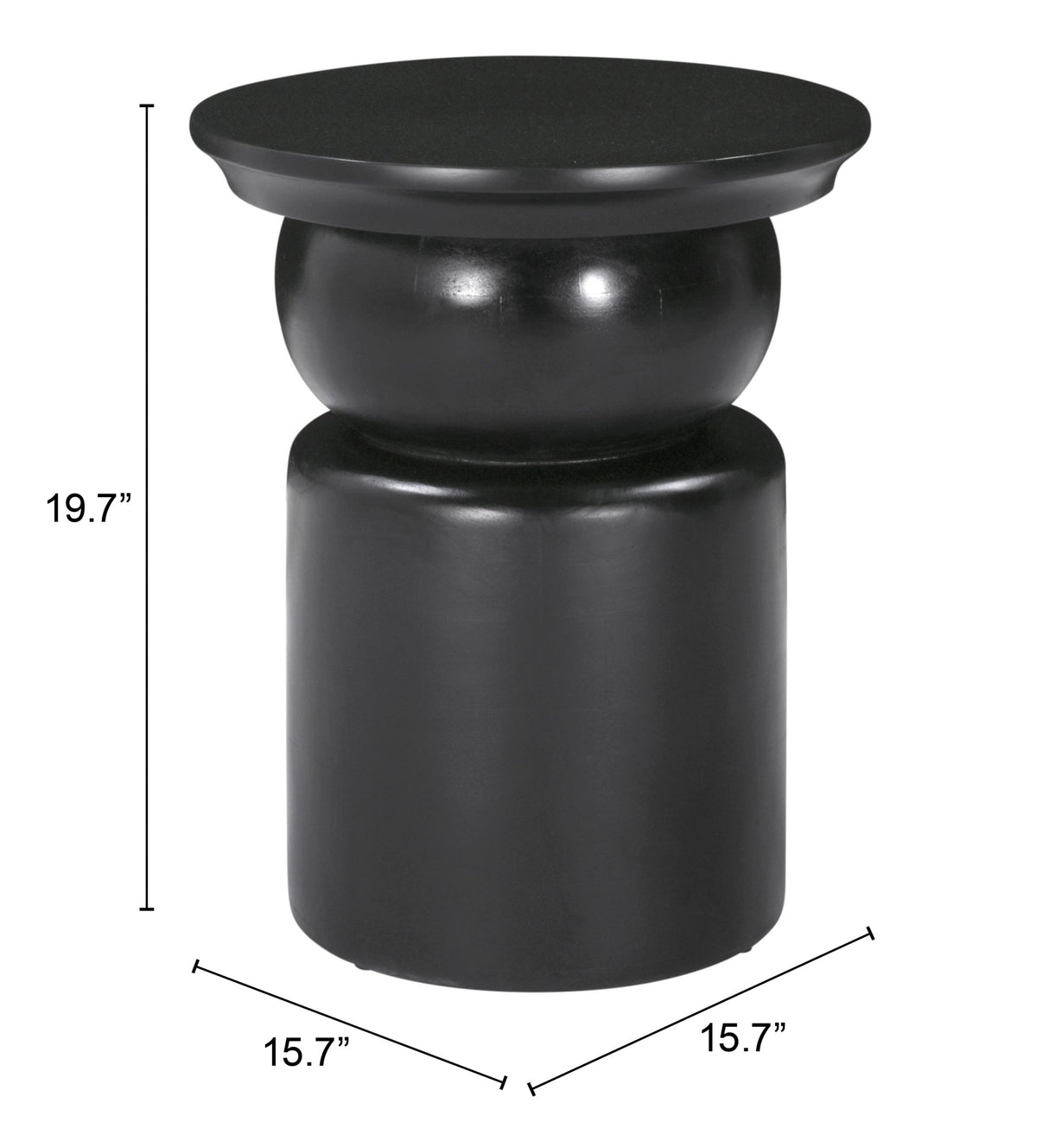 Colombo Black Side Table by Zuomod at Eve Furniture