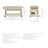 Columbia 62L x 28W x 36H I Light Brown Body w/ Black Iron Knobs Rolling Kitchen Island by Mercana at Eve Furniture