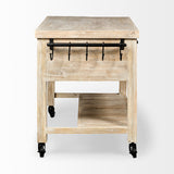 Columbia 62L x 28W x 36H I Light Brown Body w/ Black Iron Knobs Rolling Kitchen Island by Mercana at Eve Furniture
