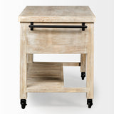 Columbia 62L x 28W x 36H I Light Brown Body w/ Black Iron Knobs Rolling Kitchen Island by Mercana at Eve Furniture