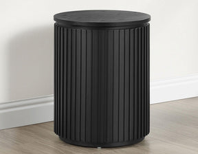 Colvin 18″ Round End Table, Black Finish by Steve Silver at Eve Furniture