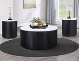 Colvin 18″ Round White Marble Top End Table, Black Finish by Steve Silver at Eve Furniture