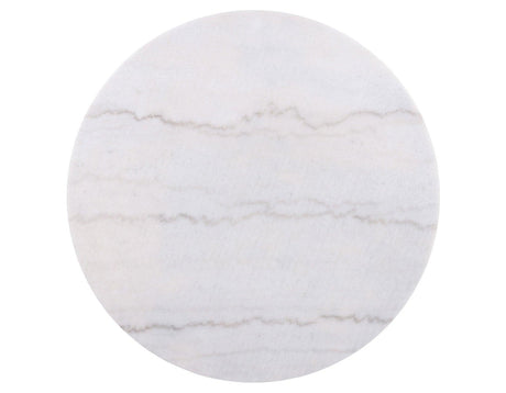 Colvin 18″ Round White Marble Top End Table, Black Finish by Steve Silver at Eve Furniture