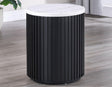Colvin 18″ Round White Marble Top End Table, Black Finish by Steve Silver at Eve Furniture