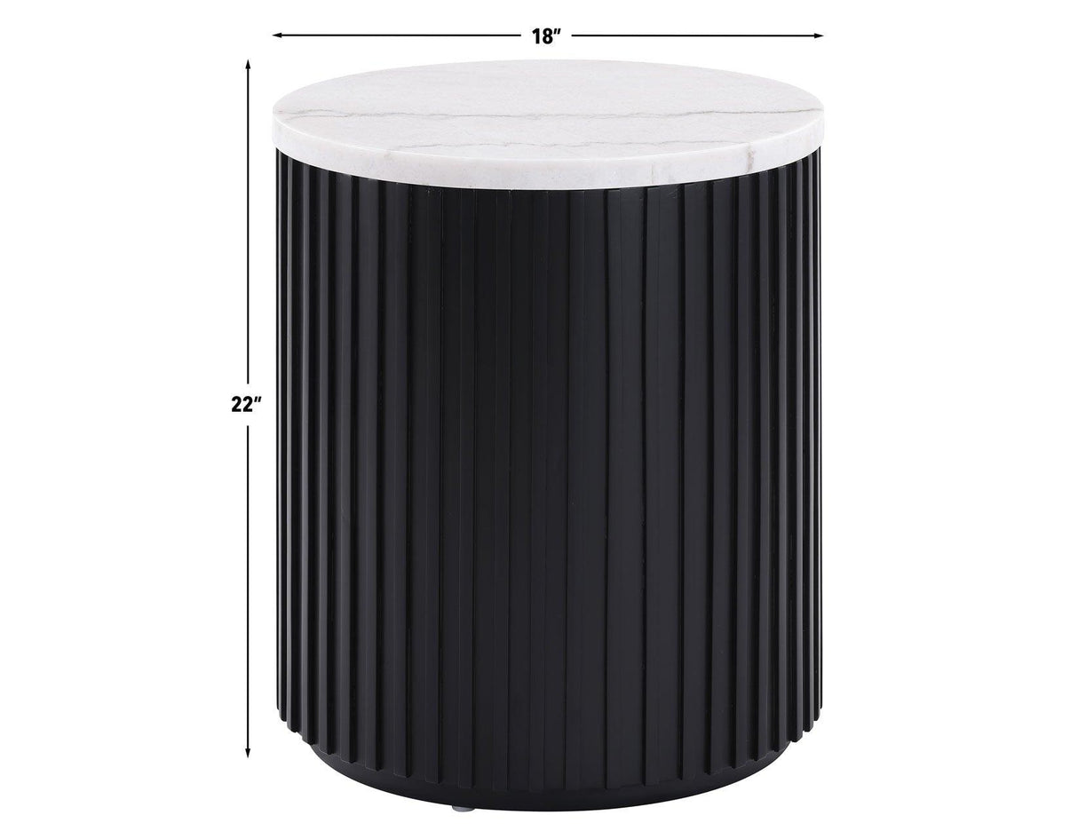 Colvin 3-Piece White Marble Top Table Set, Black Finish by Steve Silver at Eve Furniture