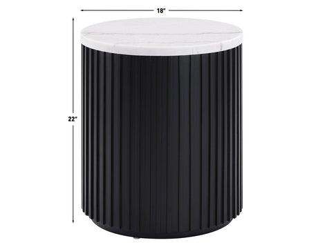 Colvin 3-Piece White Marble Top Table Set, Black Finish by Steve Silver at Eve Furniture