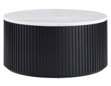 Colvin 3-Piece White Marble Top Table Set, Black Finish by Steve Silver at Eve Furniture