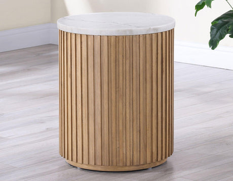 Colvin 3-Piece White Marble Top Table Set, Toffee Finish by Steve Silver at Eve Furniture