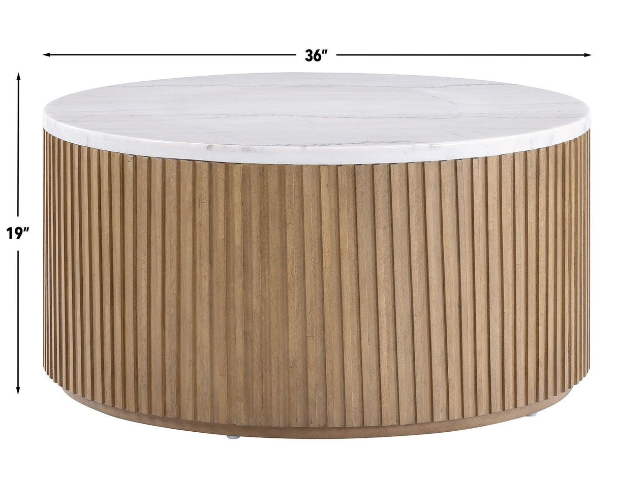 Colvin 3-Piece White Marble Top Table Set, Toffee Finish by Steve Silver at Eve Furniture