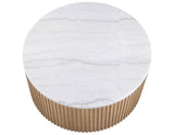 Colvin 3-Piece White Marble Top Table Set, Toffee Finish by Steve Silver at Eve Furniture