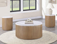 Colvin 3-Piece White Marble Top Table Set, Toffee Finish by Steve Silver at Eve Furniture