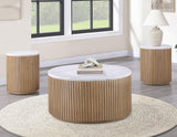 Colvin 3-Piece White Marble Top Table Set, Toffee Finish by Steve Silver at Eve Furniture