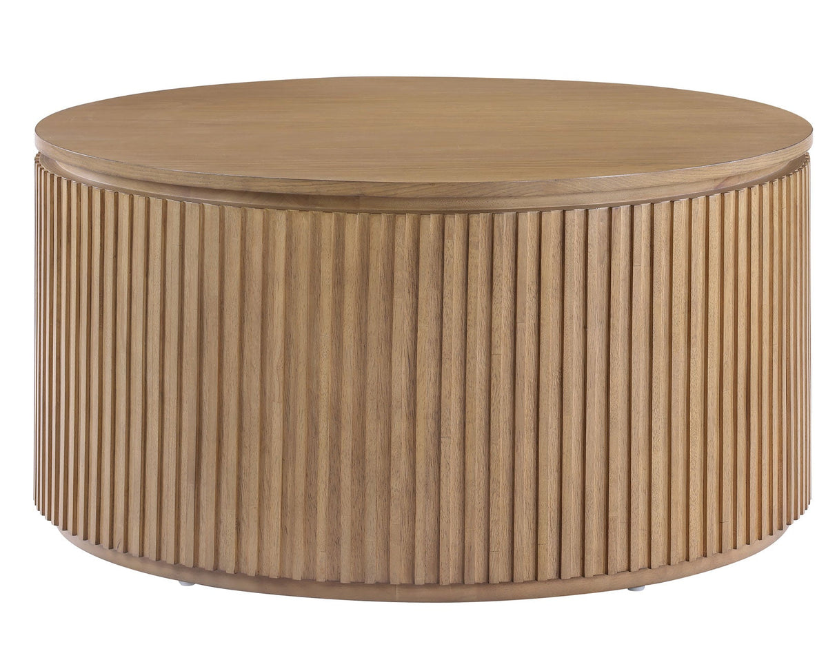 Colvin 36″ Round Castered Coffee Table, Toffee Finish