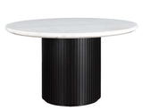 Colvin 52″ Round White Marble Dining Table, Black Finish by Steve Silver at Eve Furniture