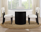 Colvin 52″ Round White Marble Dining Table, Black Finish by Steve Silver at Eve Furniture