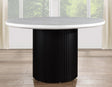 Colvin 52″ Round White Marble Dining Table, Black Finish by Steve Silver at Eve Furniture