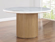 Colvin 52″ Round White Marble Table, Toffee Finish by Steve Silver at Eve Furniture