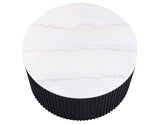 Colvin Black Finish 36″ Round Castered White Marble Top Coffee Table by Steve Silver at Eve Furniture