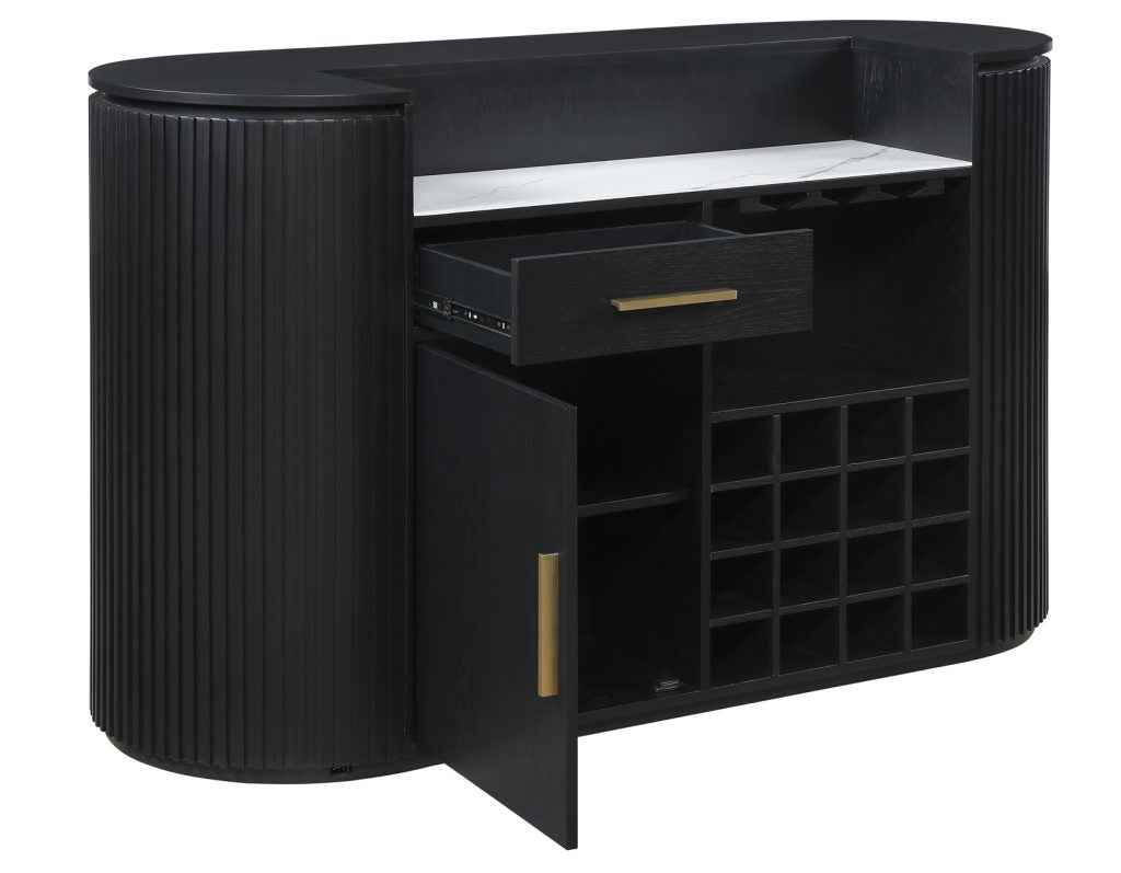 Colvin Black Finish Reeded Bar by Steve Silver at Eve Furniture