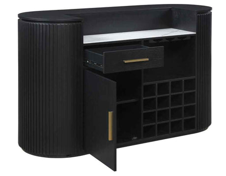 Colvin Black Finish Reeded Bar by Steve Silver at Eve Furniture