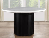 Colvin Black/White Round Marble Top Dining Room Set by Steve Silver at Eve Furniture