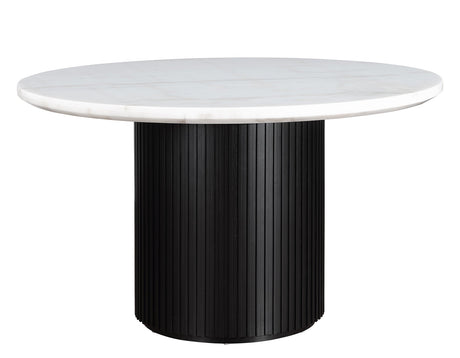 Colvin Black/White Round Marble Top Dining Room Set by Steve Silver at Eve Furniture
