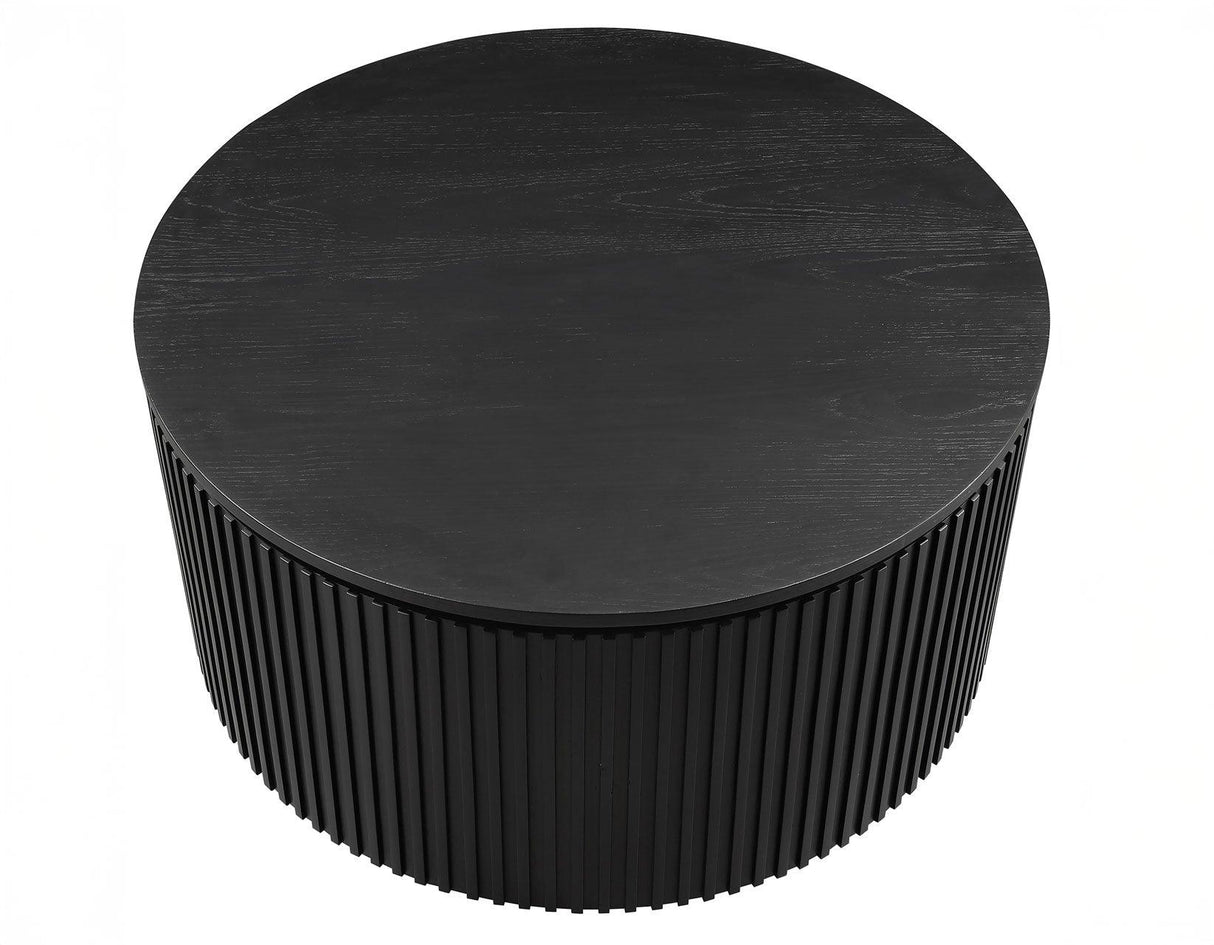 Colvin 36″ Round Castered Coffee Table, Black Finish by Steve Silver at Eve Furniture