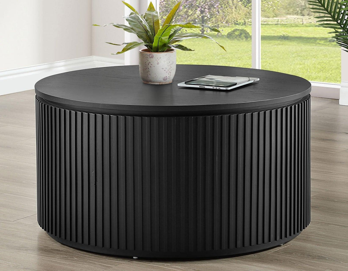 Colvin 36″ Round Castered Coffee Table, Black Finish by Steve Silver at Eve Furniture