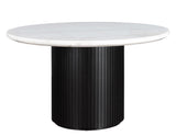 Colvin 52″ Round White Marble Dining Table, Black Finish by Steve Silver at Eve Furniture