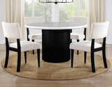 Colvin 52″ Round White Marble Dining Table, Black Finish by Steve Silver at Eve Furniture