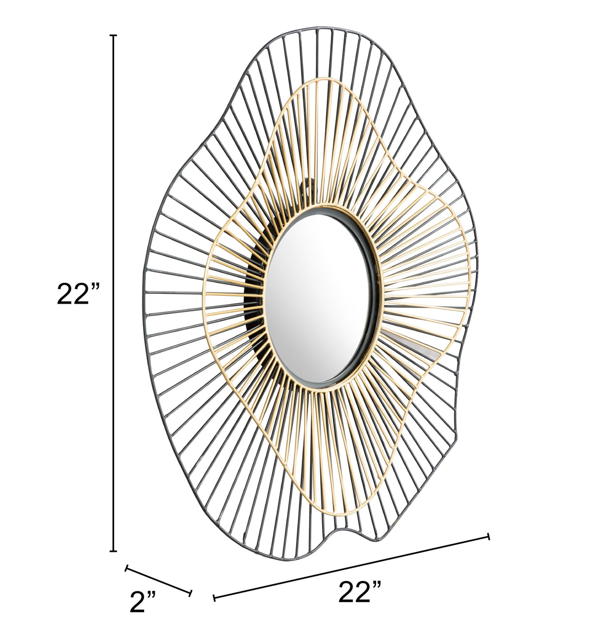 Comet Black & Gold Round Mirror by Zuomod at Eve Furniture
