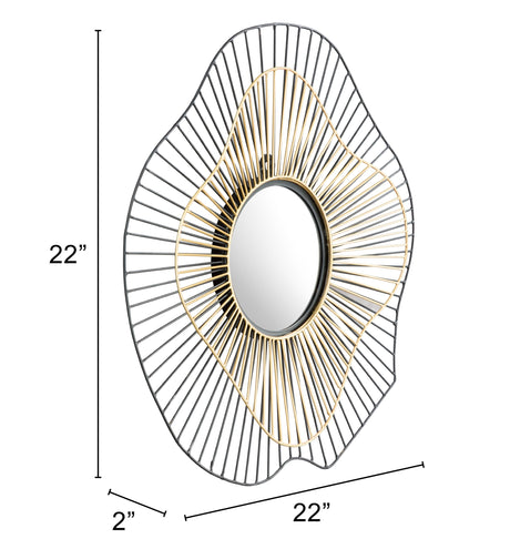 Comet Black & Gold Round Mirror by Zuomod at Eve Furniture