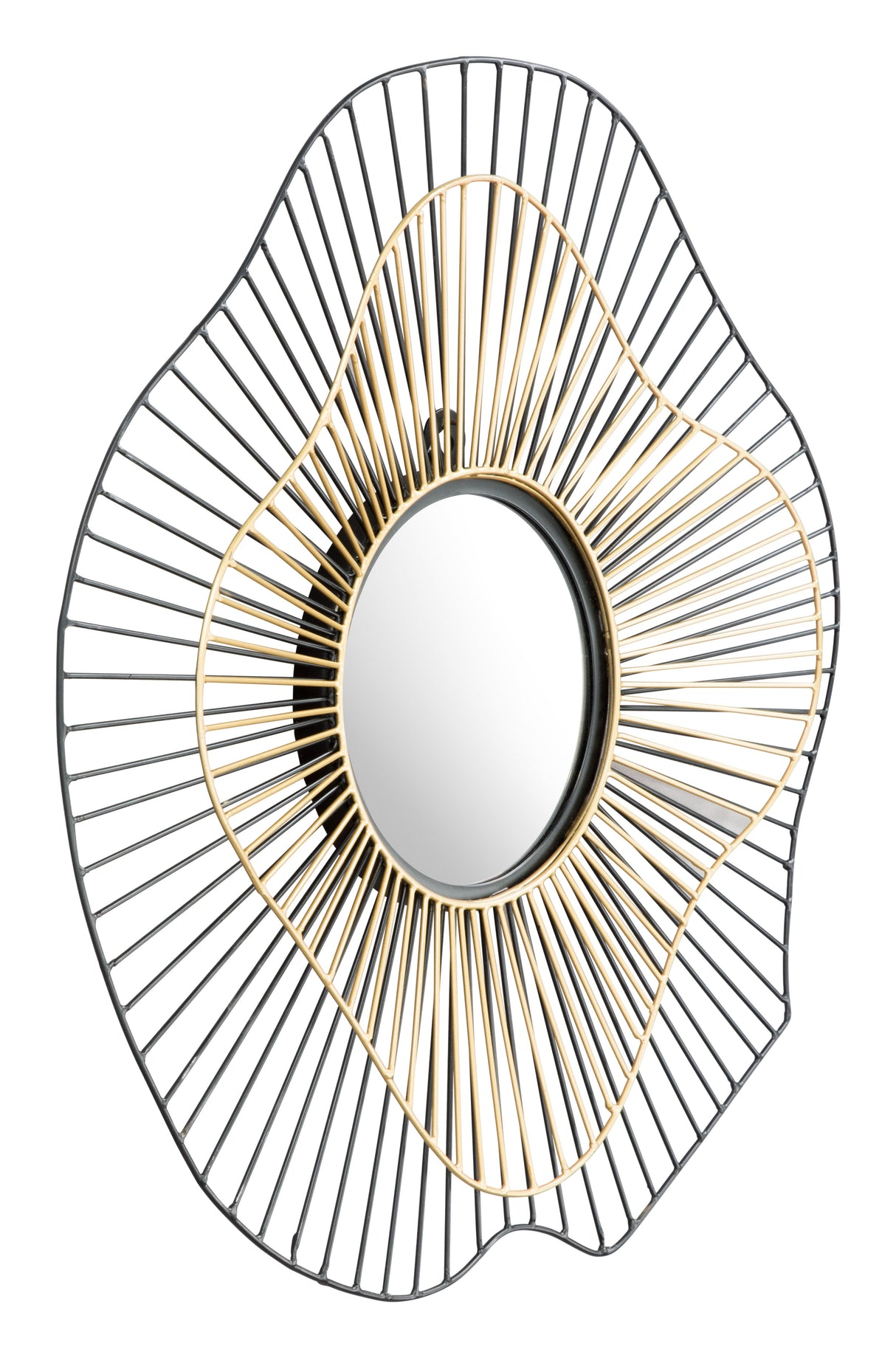 Comet Black & Gold Round Mirror by Zuomod at Eve Furniture