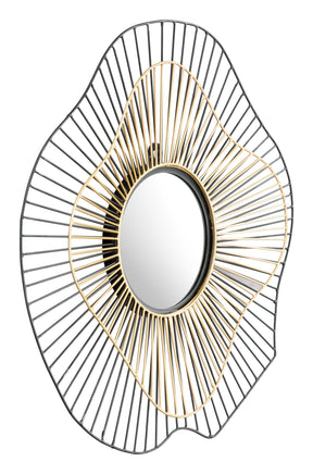 Comet Black & Gold Round Mirror by Zuomod at Eve Furniture