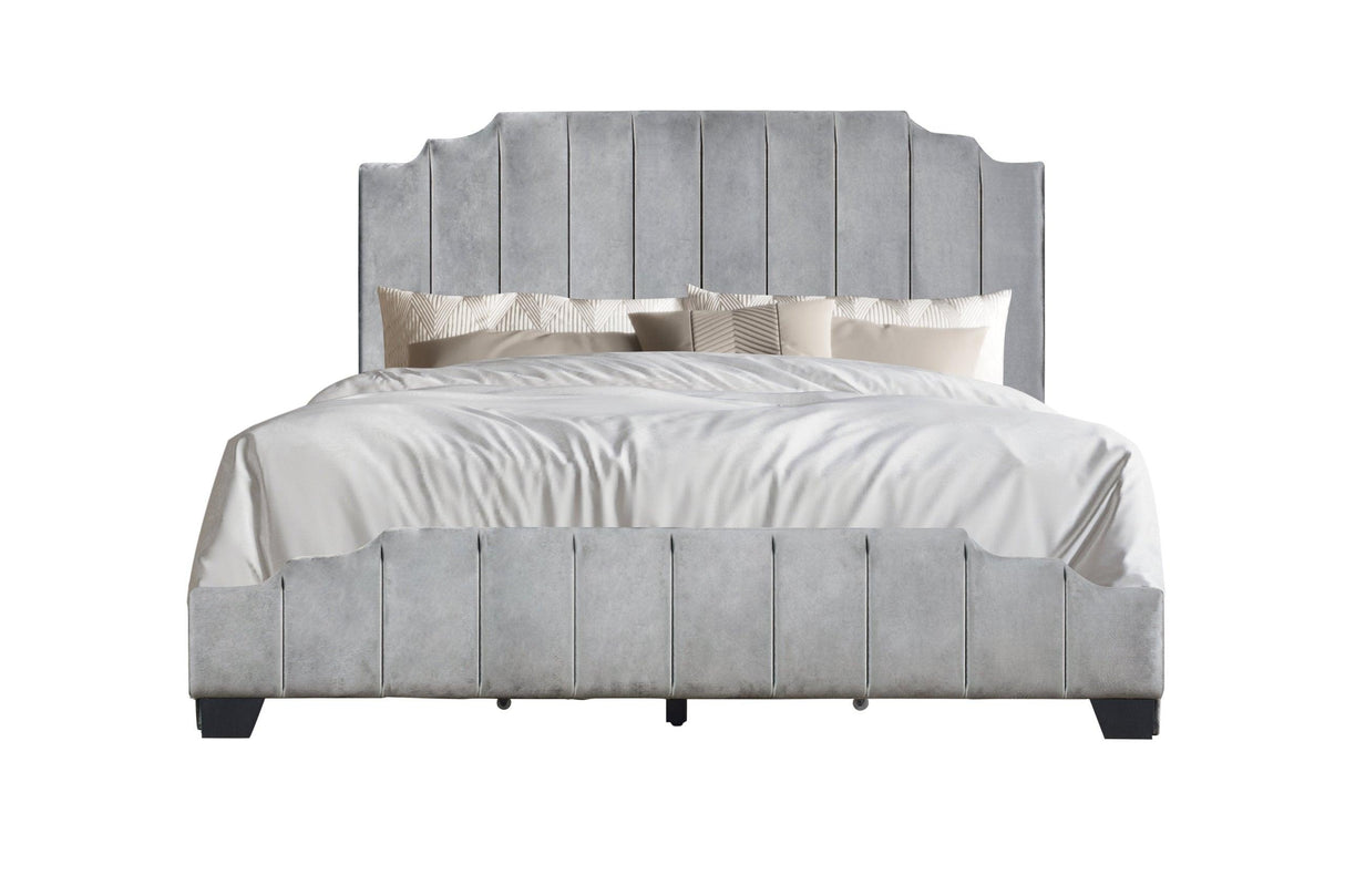 Comfort Cloud Grey Velvet Queen Bed by Happy Homes at Eve Furniture