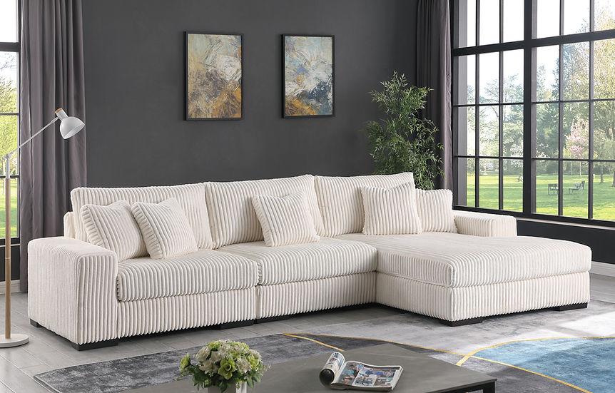 Comfy Ivory 3-Piece Right Arm Facing (RAF) Sectional by New Era Innovations at Eve Furniture