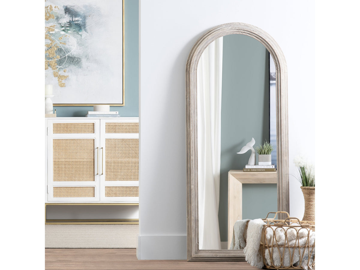 Commack Natural/Brown Wall Mirror by Crestview at Eve Furniture