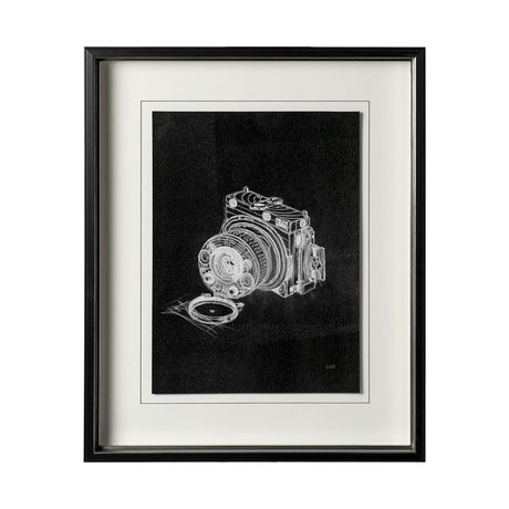 Compass Camera I by Alarm a Hand Embellished Textured Framed Art Print Matted under Glass by Mercana at Eve Furniture