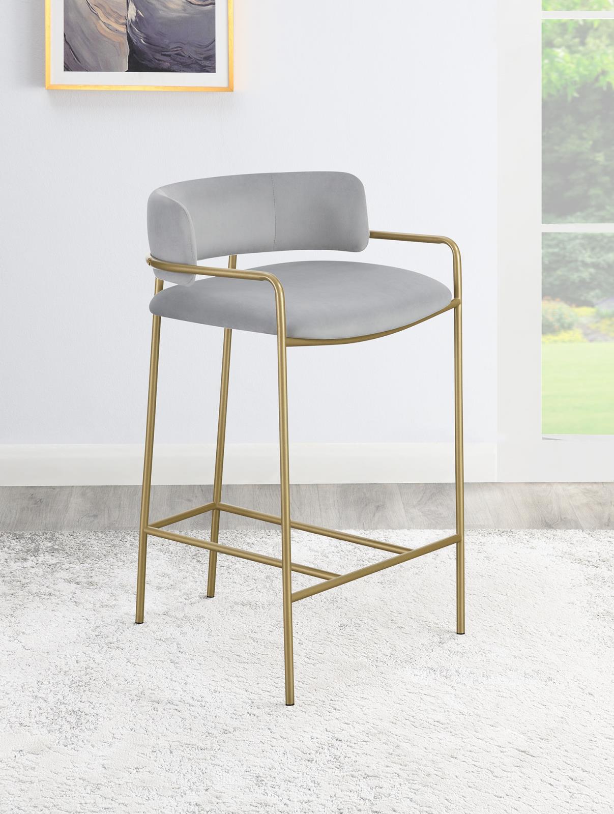 Comstock Upholstered Low Back Stool Gray/Gold