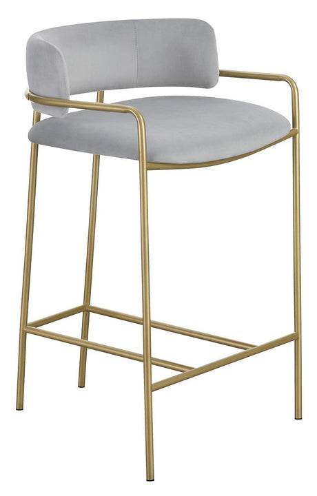 Comstock Upholstered Low Back Stool Gray/Gold